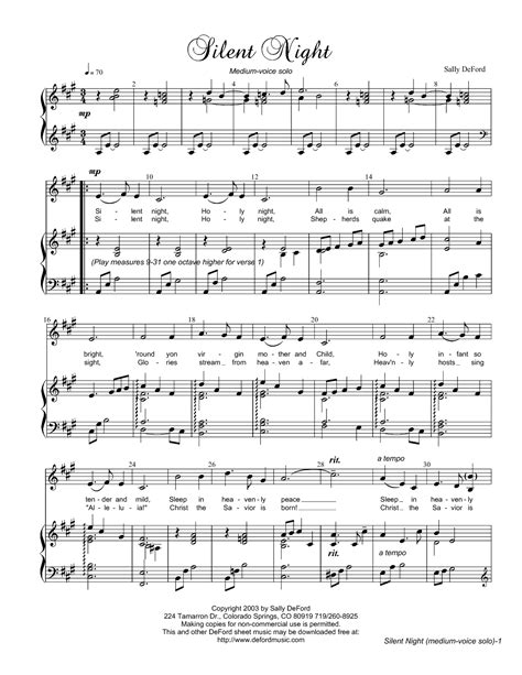 silent night sheet music free